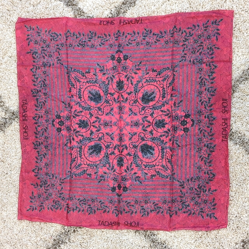 Tadashi Shoji | Pink & Black Silk Twill Scarf